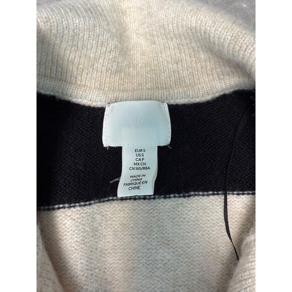 H&M Black Tan Striped Polo Long Sleeve Sweater Womens Size Small - Picture 3 of 6